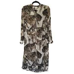 [3/$20]H&M Conscious Long Sleeve Sheer Cat Print Tunic Button Up Shirt Dress 4